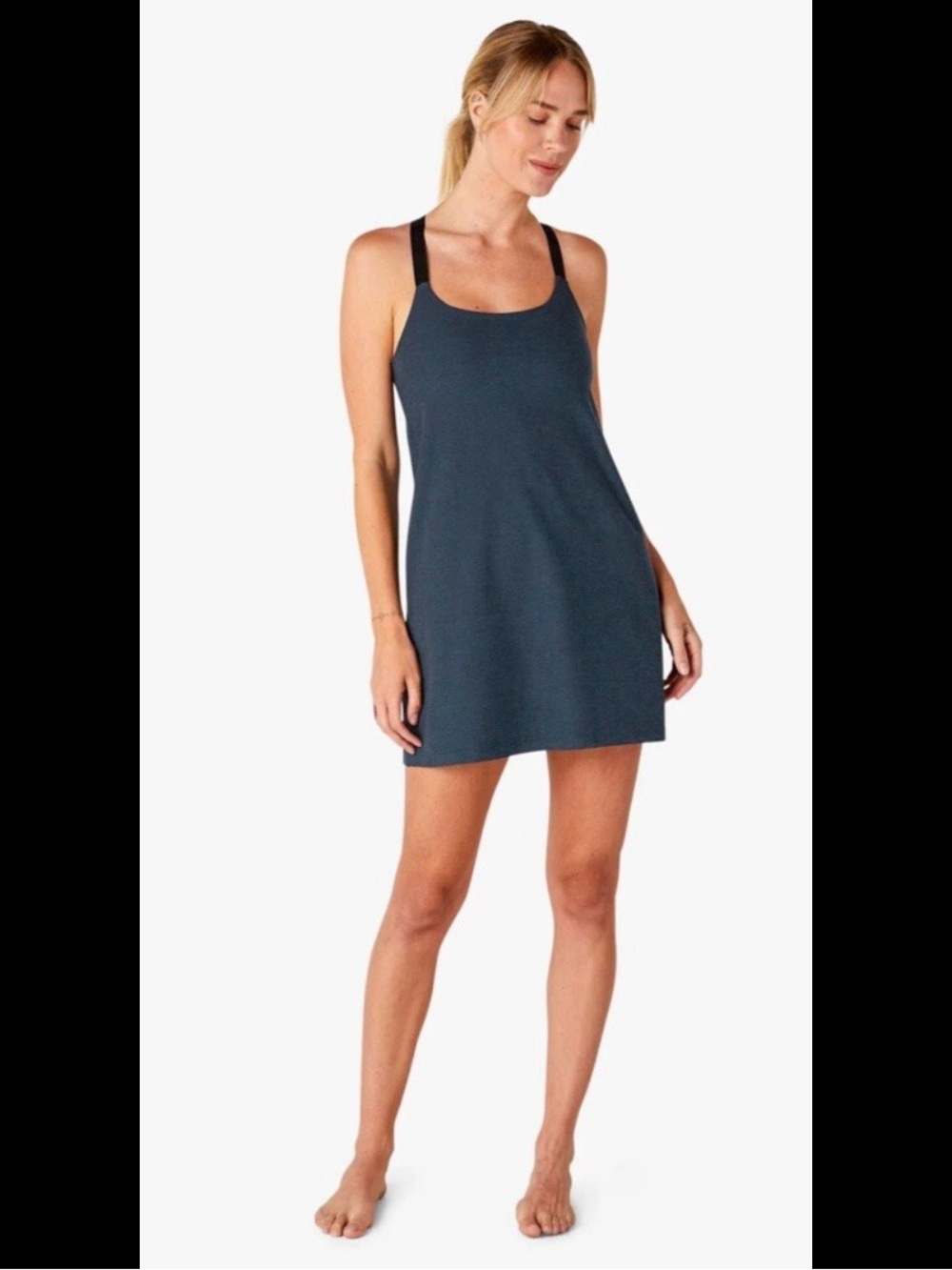 Beyond Yoga Teal Tank Shift Dress with Black Straps